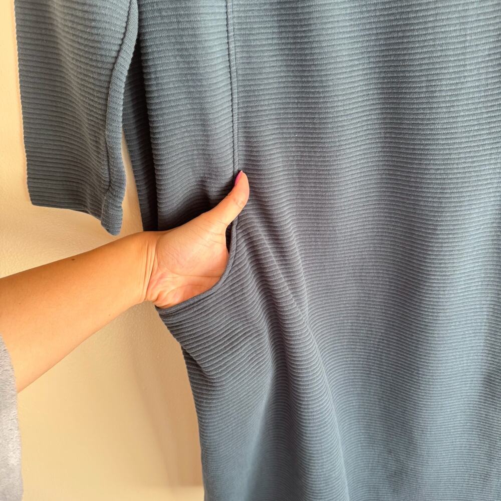 Boden Teal Blue Green Ribbed Ottoman Shift Patch Pocket Mini Dress Size 16 - Picture 3 of 8